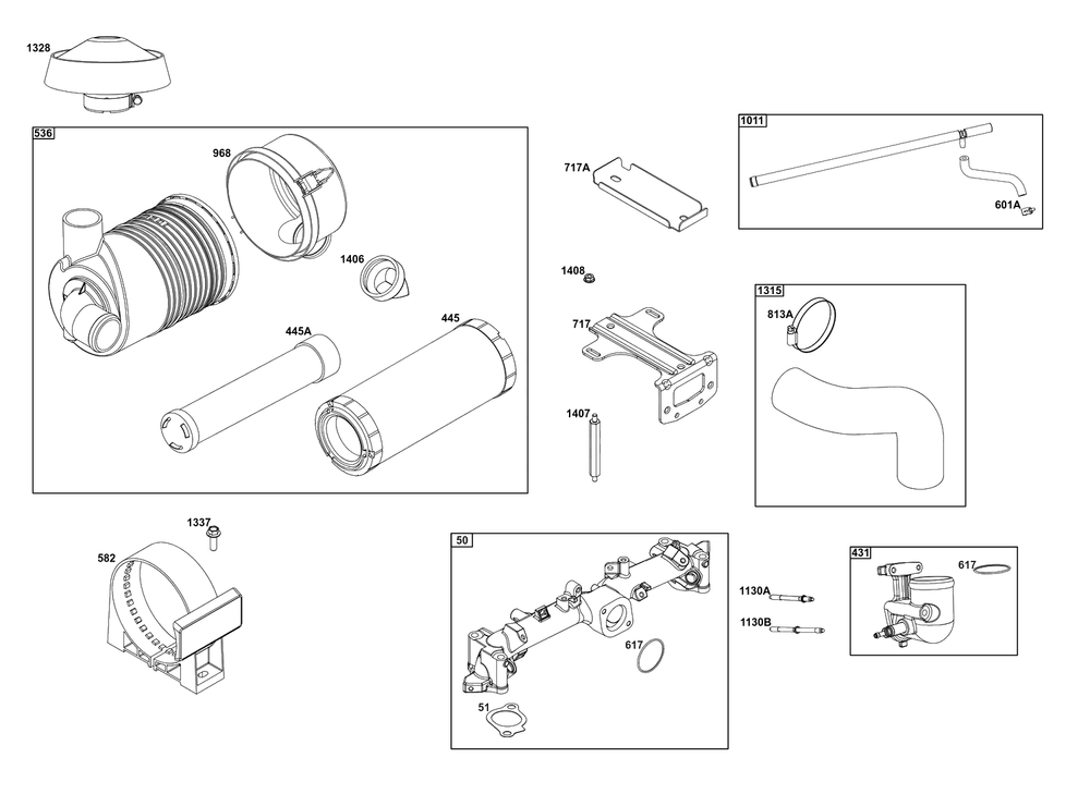 Air Cleaner Group Diagram and Parts List for 61G877-0016-J1  Briggs and Stratton Engine